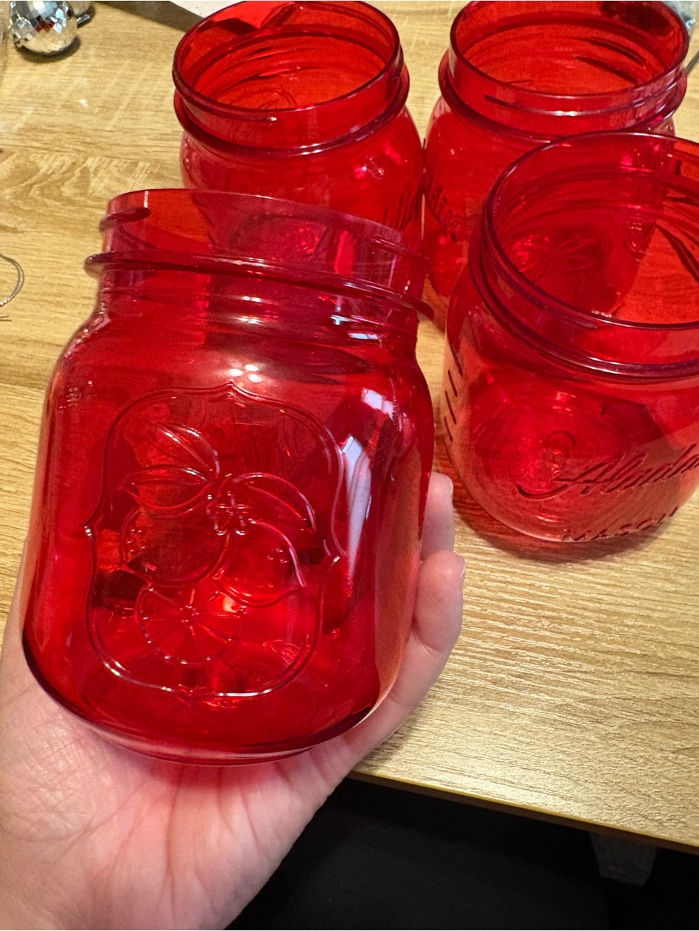 Red Mason Jars - Set of 4 - Picture 6 of 9